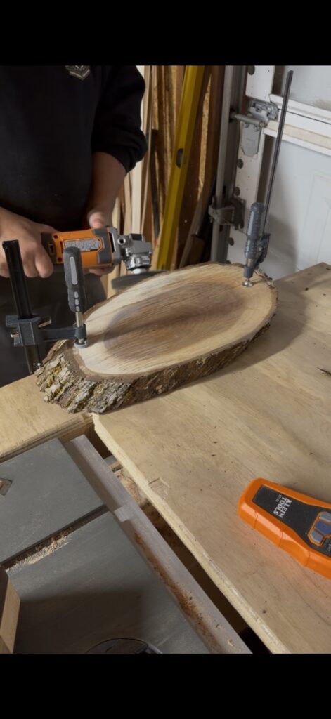 DEBARKING A WALNUT ROUND AND PUTTING MY ROUTER SLED TO THE TEST