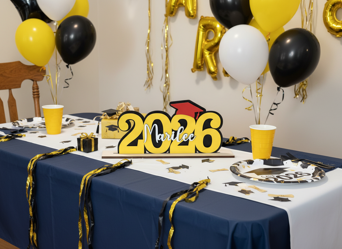 Personalized Graduation Centerpiece – Class of 2026 (Custom Name + Colors)