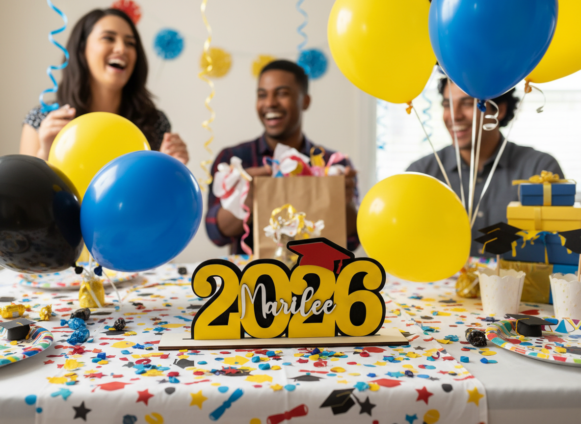 Personalized Graduation Centerpiece – Class of 2026 (Custom Name + Colors)